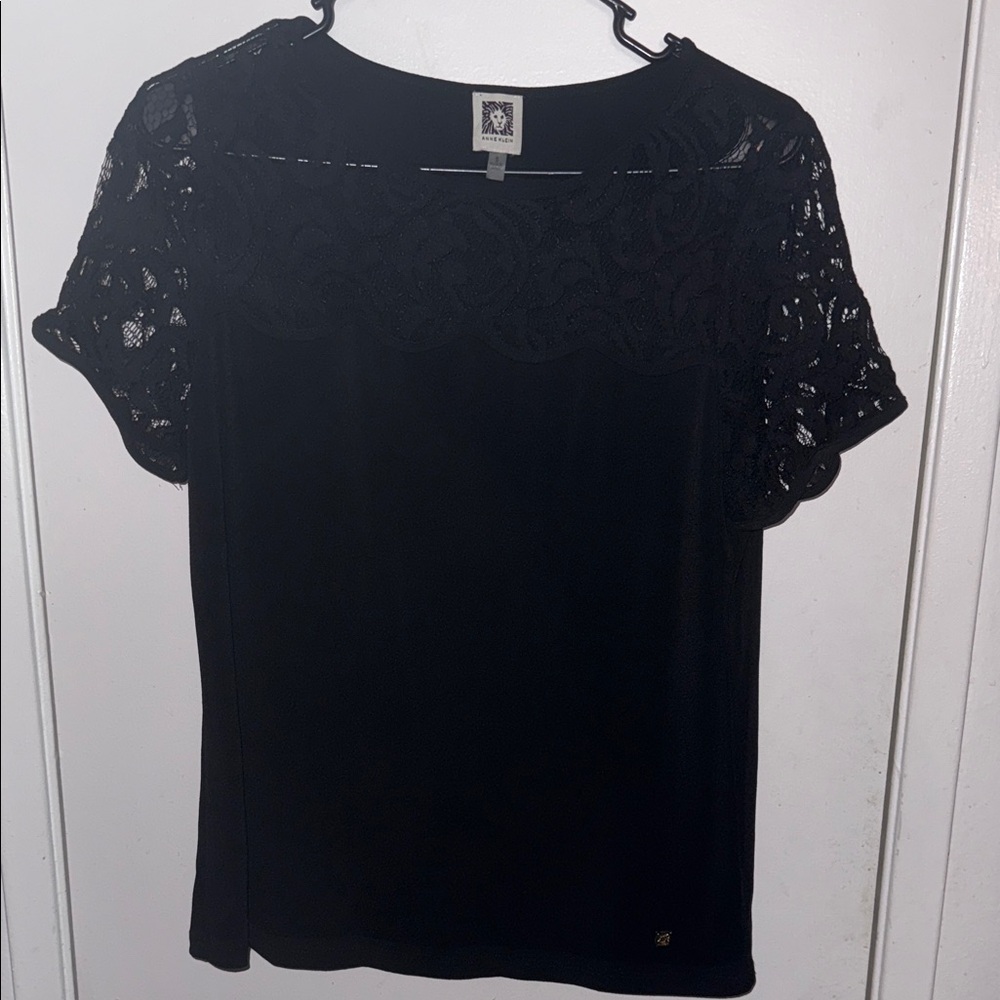 Anne Klein Elegant Black Lace Blouse